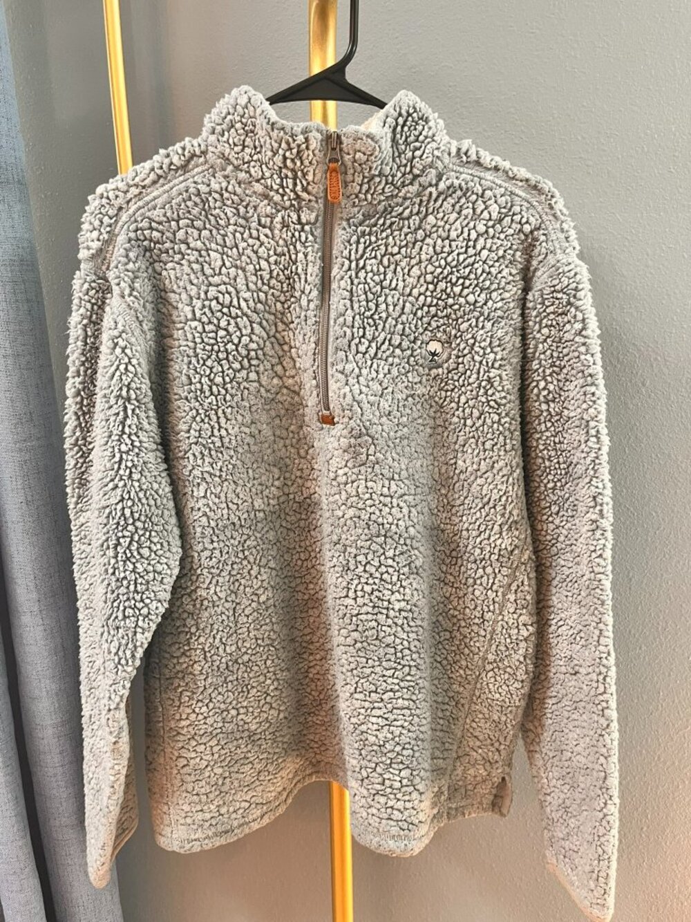Southern Shirt Co Grey Plush Sherpa Fleece Quarter Zip Pullover Medium Fuzzy